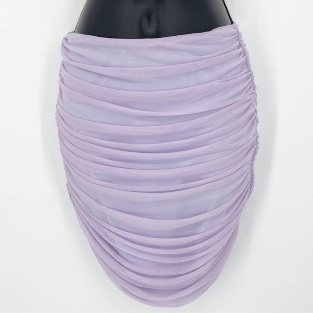 NAKED WARDROBE LAVENDER RUCHED MINI SKIRT